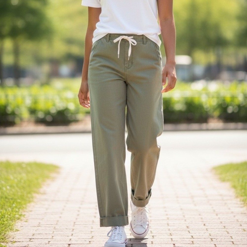 Paige Christy Pants Olive Green Drawstring Jogger Lyocell Blend‎ Size 27